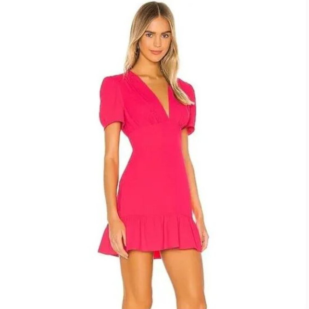 Amanda Uprichard Pink Rosen V-Neck Minidress. Size M